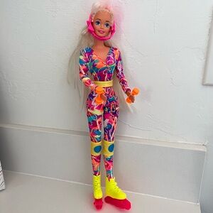 Vintage 1990s Hot Skatin Barbie Inline Roller Skates Helmet Hand Weights